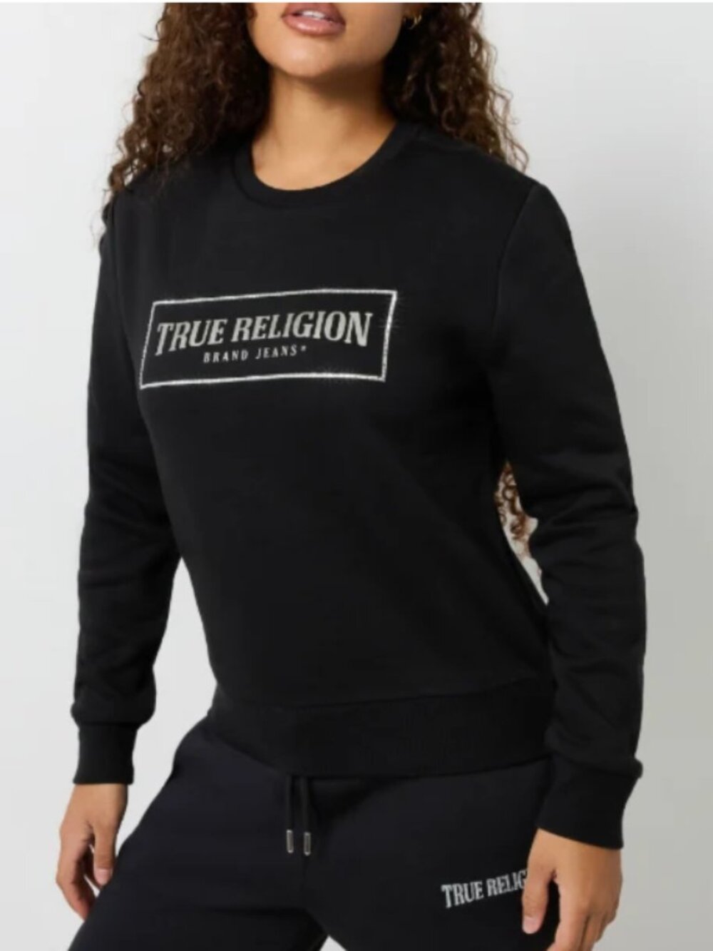 TRUE RELIGION WOMEN CRYSTAL LOGO CLASSIC CREWNECK Size Small